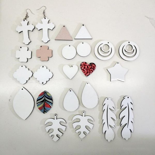 

dangle & chandelier 16 pairs sublimation blank keychains thermal transfer key chain double-side printed mdf keyrings tags with split rings f, Silver