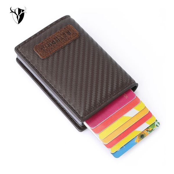 

card holders slim holder aluminium men women metal wallet for id business package rfid protector, Brown;gray