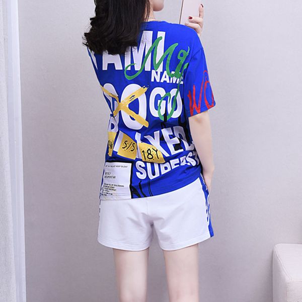 

women's tracksuits sport suit foreign style summer fashion shorts leisure set of two pieces 55vh, Gray