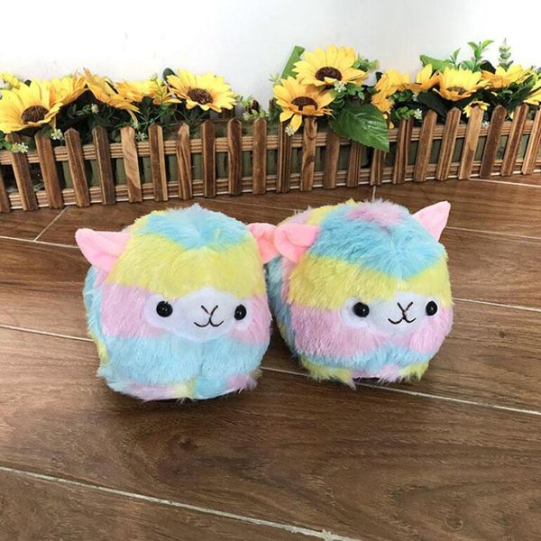 

winter fake fur slippers women plush warm home shoes furry house  indoor floor ladies, Black