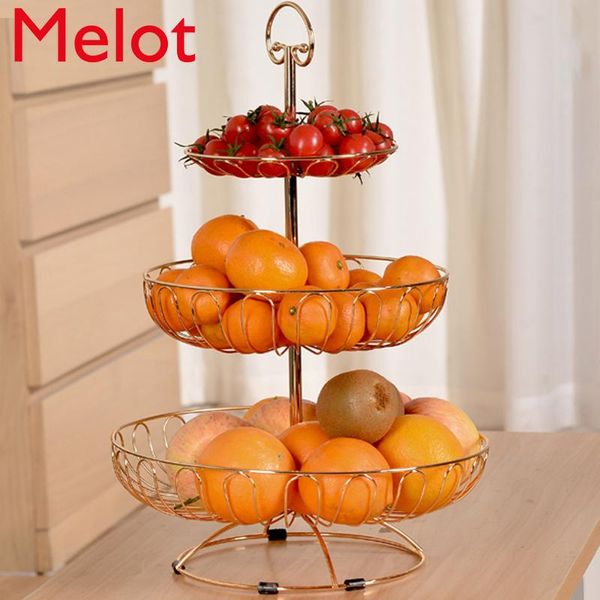 

fruit plate basket creative household multi-layer european modern living room coffee table simple snack three-level stand baking & pastry to