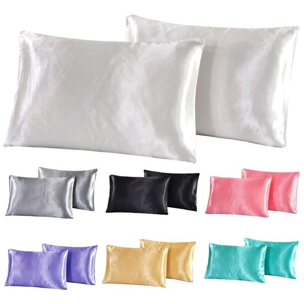 

pillow bedding satin silk case cover household silky rectangular