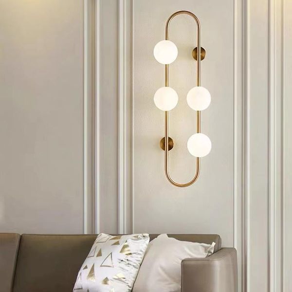 

wall lamps buch lamp nordic creative living room led glass light concise tv background design bedside mount ring