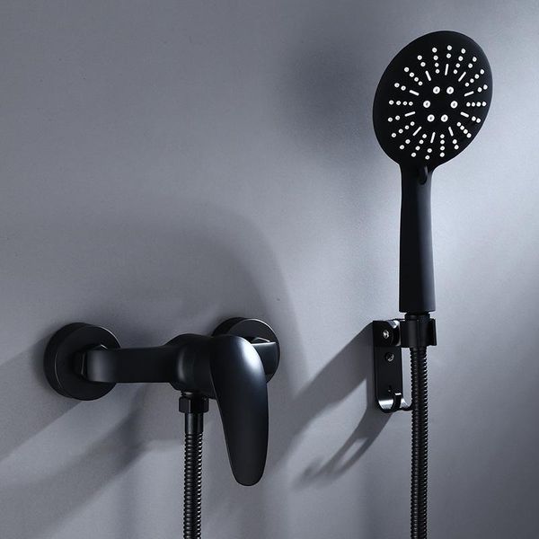 

bathroom shower faucet black brass wall mount set handheld single handle luxury mixer tap sets