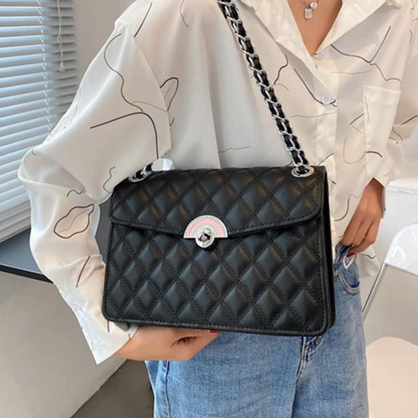 

rhombus lattice tote bag women luxury leather handbags chain quilted shoulder female diamond crossbody messenger evening bags