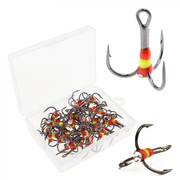 

fishing hooks 40pcs high carbon steel treble 4# 6# 8# 12# rainbow ice with box