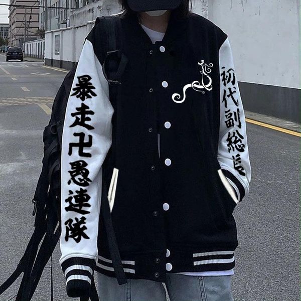 

men's jackets ryuguji ken print anime men women jacket sweatshirt hoodie harajuku tokyo revengers fashion manga baseball uniform coat u, Black;brown
