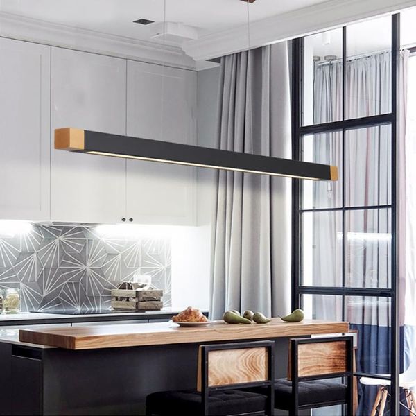 

modern led pendant lights for office decor simple creative lighting long strip lamp building supermaket lamps