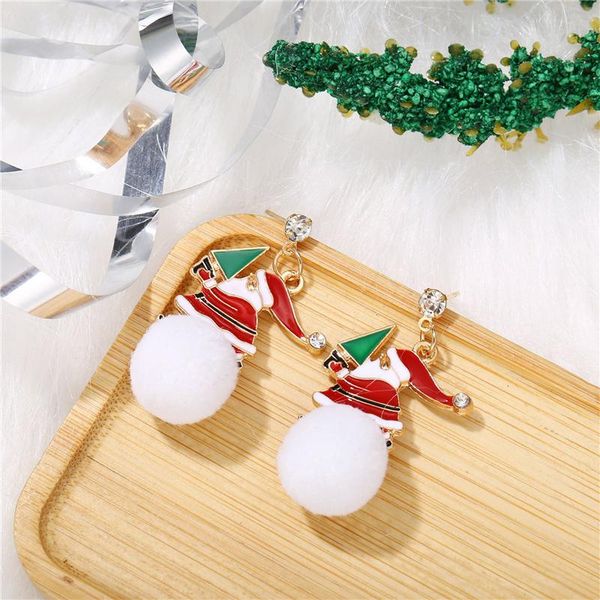 

stud christmas women earrings cute santa claus snowball earring for creative party accessories girl gifts, Golden;silver