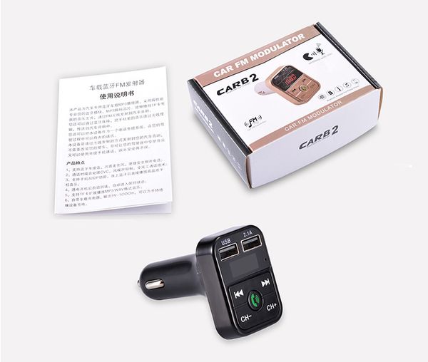 Car Kit Hands Drahtloses Bluetooth-Schnellladegerät FM-Transmitter LCD-MP3-Player USB-Ladegerät 2 1A Zubehör Hands Audio Recei263h