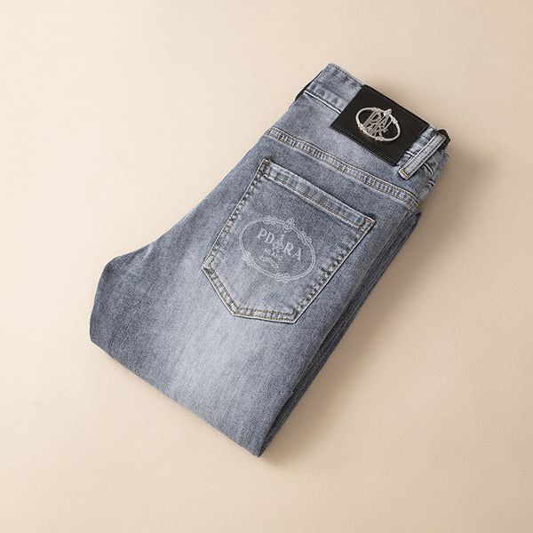 

european fashion brand men's light blue jeans in spring and summer