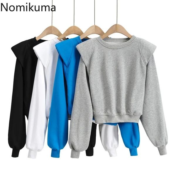 

nomikuma korean causal solid pullover sweatshirt patchwork long sleeve o-neck women hoodies spring new pullover 6f867 210427, Black