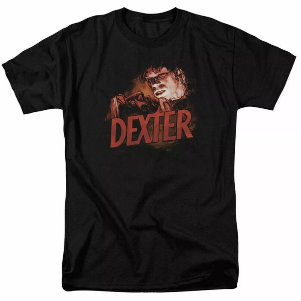 

dexter drawing t shirt mens licensed classic tv merch serial killer black, White;black