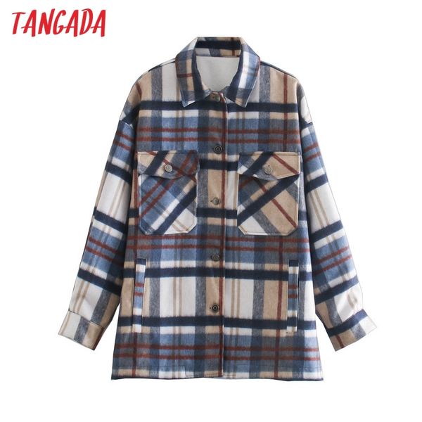 

women plaid thick coats jacket loose long sleeves pocket boyfriend style coat 5z24 210416, Black;brown