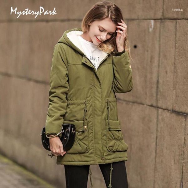 

women's down & parkas mysterypark women casual parka coat hooded 2021 multi-color long sleeve zipper winter drawstring cotton coats1, Black