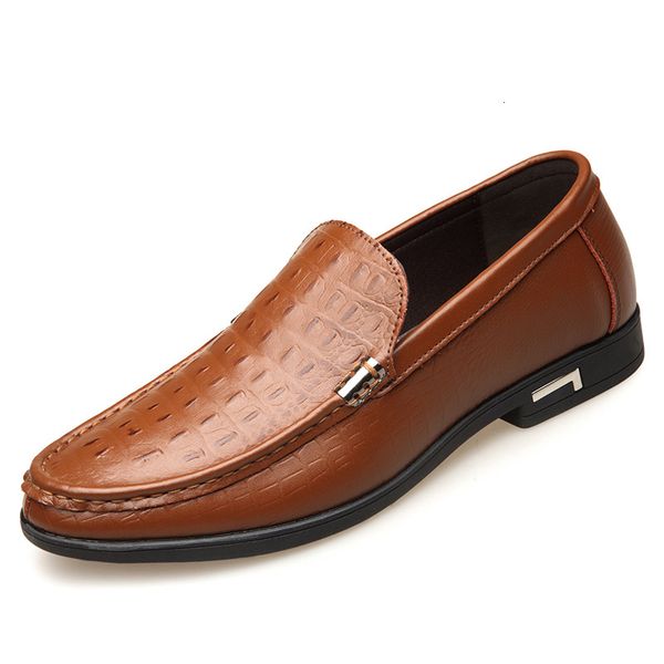 

dress shoes slip on mens cow leather boat flat loafer crocodile grain business flats zy778, Black