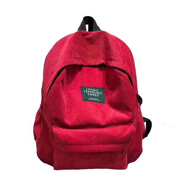 

corduroy women backpack pure color travel bag fashion backpack female mochila pack