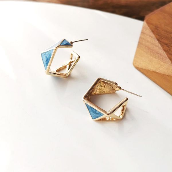 

hoop & huggie fashion vintage ancient ways of earrings trendy c-word stud niche design students girls jewelry138, Golden;silver