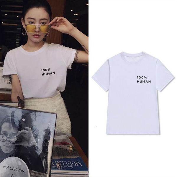 

100% human letters print mens t shirts men cotton casual funny for lady girl tee hipster drop y 53, White;black