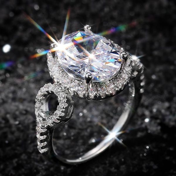 

white cubic zirconia engagement rings for women girls lover dazzling high-quality silver trendy wedding band fashion jewelry, Slivery;golden