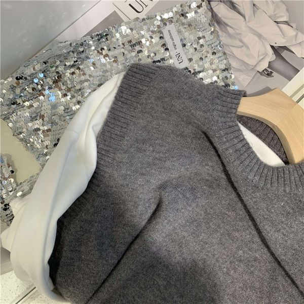 

spring autumn knitted cashmere vest women's version round neck sleeveless sweater, White