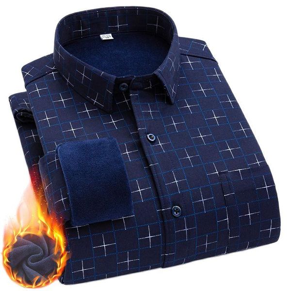 

men's casual shirts men warm fashion jacquard long sleeve s-4xl winter plus velvet thick single breaste buttons clothing shirt, White;black
