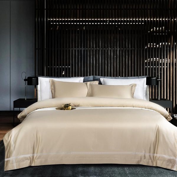 

bedding sets 2021 white gray egyptian cotton duvet cover set embroidery 4pcs /king size bedclothes el