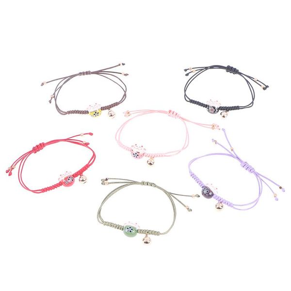 

charm bracelets handmade colorful rope lucky cat adjustable bracelet for women girls tassel fashion bangles couple gifts, Golden;silver