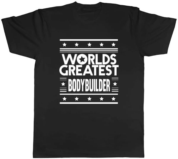 

worlds greatest bodybuilder mens t-shirt tee, White;black