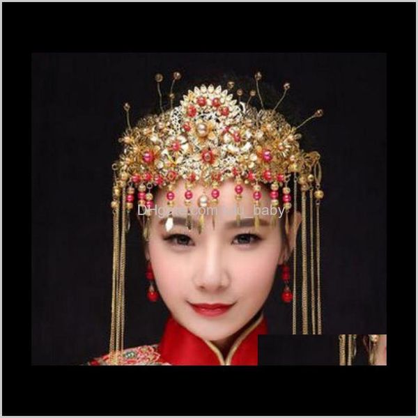 

tiaras drop delivery 2021 ancient installed headdress bridal styling phoenix crown hair accessories wedding jewelry thg0a, White;golden