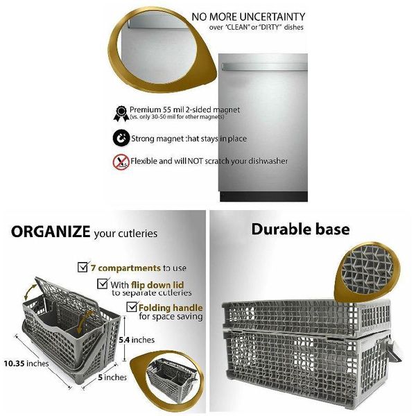 

hooks & rails dishwasher silverware basket universal clean dirty magnets sign utensil cutlery holder lpfk storage holders racks home
