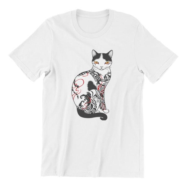 

men's t-shirts t-shirt cat in battling dragon love mates tattoo print custom streetwear plus size clothing 72275, White;black