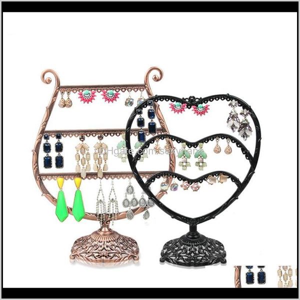 

other packaging & drop delivery 2021 wrought iron heart-shaped vase shape frame creative jewelry stand display shelf earrings holder storage, Black;white