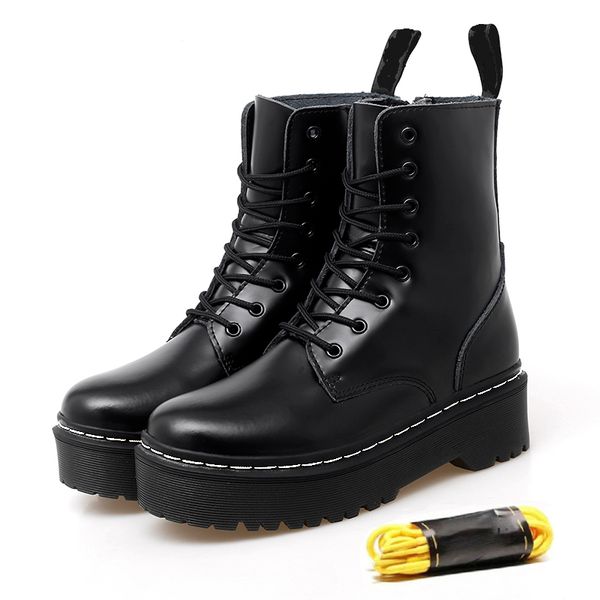 

dress shoes women's boots motorcycle leather ankle women autumn winter chunky female fashion platforms black booties botas mujer k
