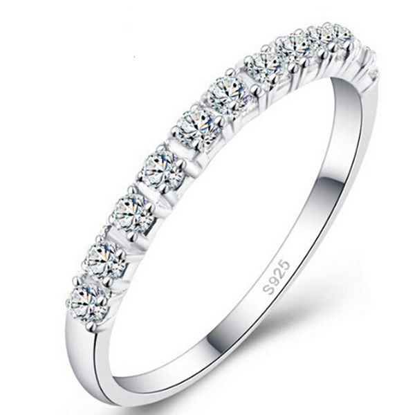 

love ring s925 wedding mix size carat round cz plated simulated eternity bands jewelry for women, Slivery;golden