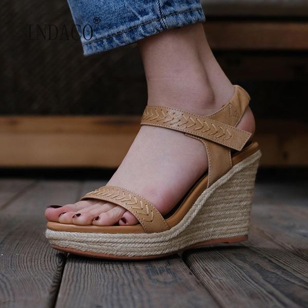

women wedge sandals genuine leather black brown woman summer shoes 9cm