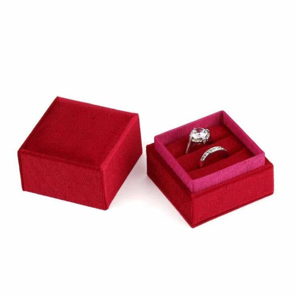 Confezione regalo Scatola portagioie in velluto Coppia Anello 5,6x5,6x5,6 cm Organizzatore di gioielli Doppi anelli Matrimonio