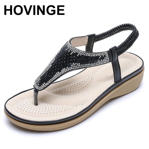 

dress shoes hovinge2021 design simple size 35-42 women sandals comfortable non-slip platform summer fashion rhinestone casual woman, Black
