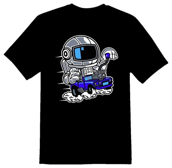 

space racer rod astronaut tee shirt black or white, White;black