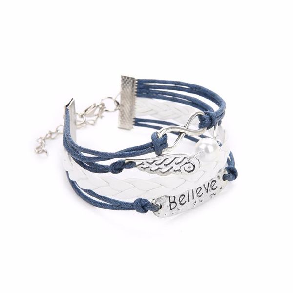 

charm bracelets linsoir pu feather leather bracelet casual fashion chunky angel for punk women jewelry, Golden;silver