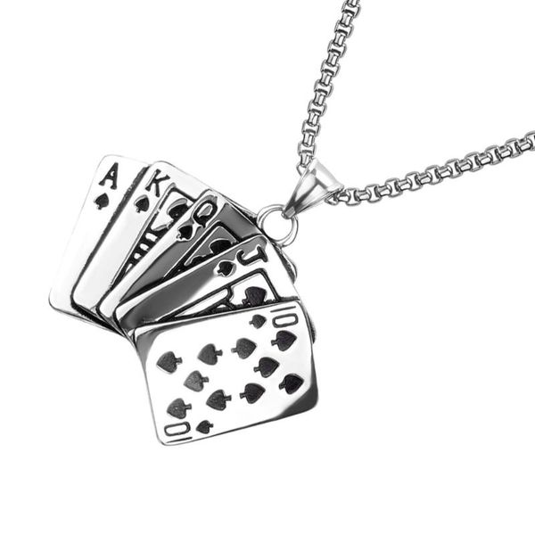 

pendant necklaces 1pc stylish necklace poker shaped neck chain chic for man, Silver