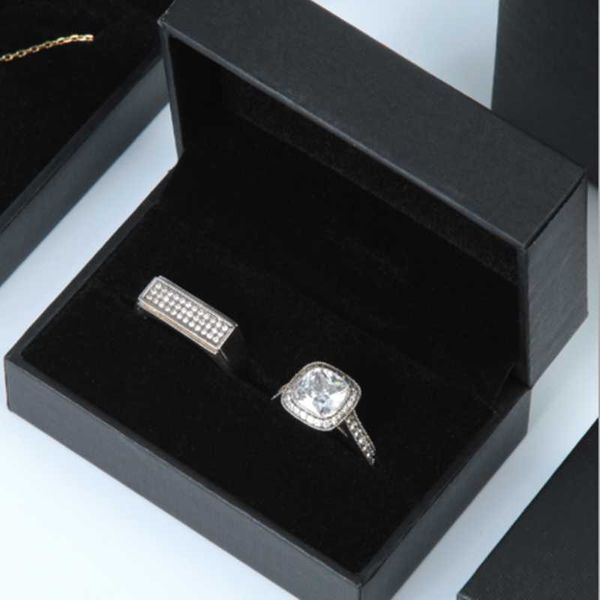 

gift wrap high-grade jewelry box leather paper black right angle filling ring watch packaging