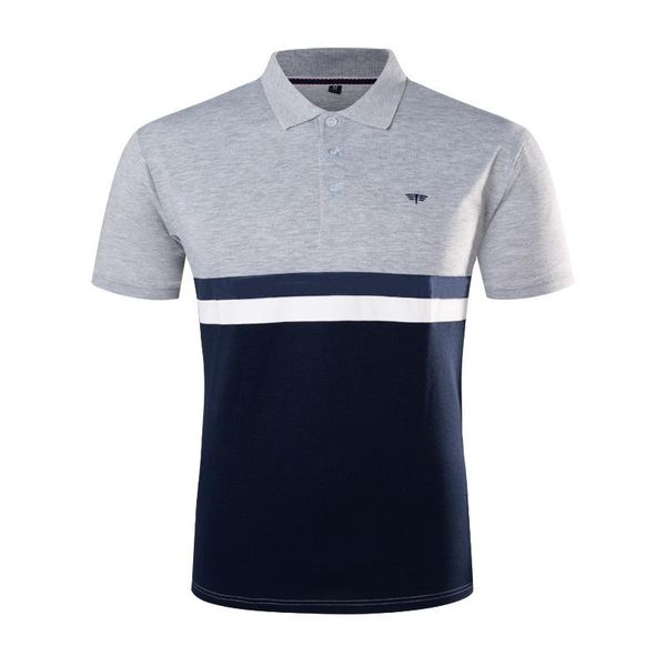 

men's polos 100% cotton shirts short sleeve casual business patchwork mens clothings, White;black