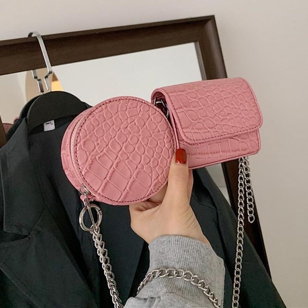 

alligator print women shoulder bag luxury designer wide strap crossbody chain sling bags pu leather ladies 2 set handbag cross body