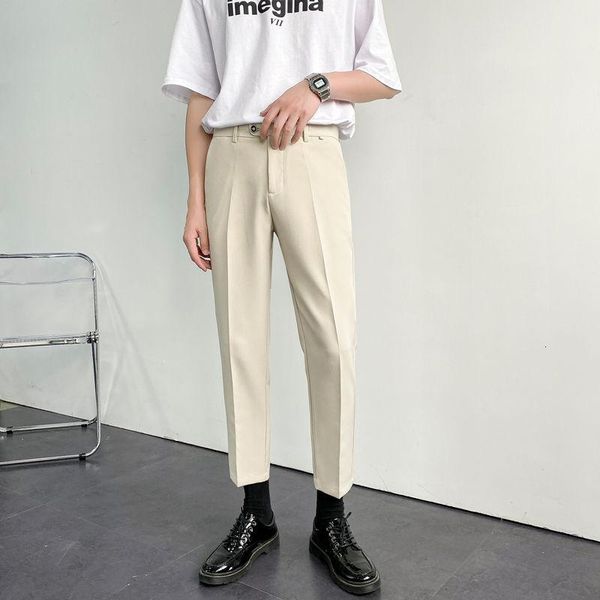 

men's suits & blazers spring and summer suit pants slim fashion black beige dress men british style straight casual mens 28-36, White;black