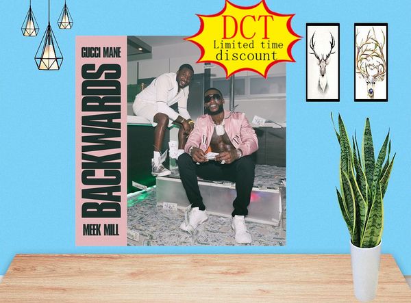 

backwards feat meek mill 1 album poster rap music cover silk art print