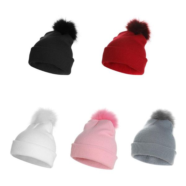 

beanies autumn winter pompom knit hat for women men solid color crochet beanie classic warm female male fur ball skullies cap