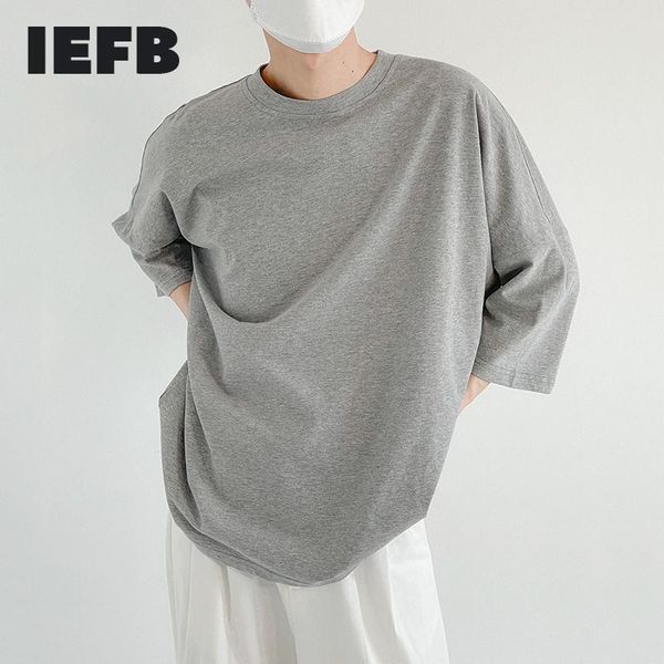 

men's t-shirts iefb causal clothing solid color o-neck short sleeve t-shirt oversize black grey white summer one piece tee, White;black