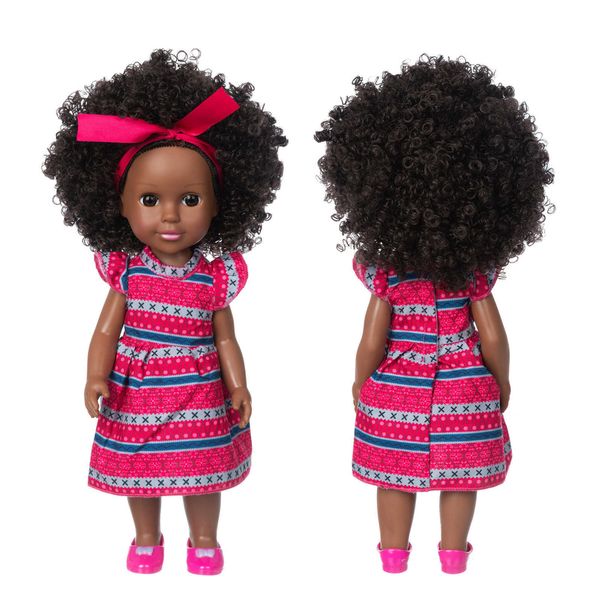 Bambini nera Dolls African American Gioca Soft Baby Bambole realistiche Dolls Lifelike Simulazione Baby Play Dolls Divertimento Bambini Giocattolo Giochi regalo Q0910