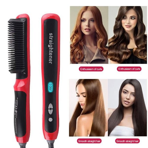 

electric hair brushes 2021 multifunctional women straighteners anti-scald fast heating straightening brush comb men beard straightener